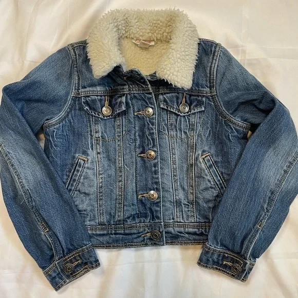 🎉HOST PICK🎉 Cat & Jack size a small (6/6x) jean wool jacket - Picture 1 of 7